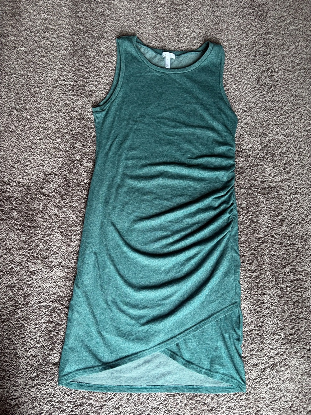 Leith Sleeveless Teal Ruched Midi Dress